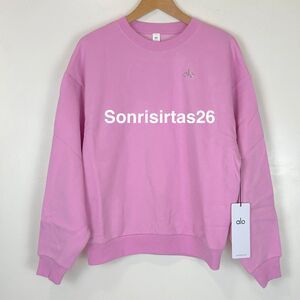 Alo Yoga Accolade Crew Neck Pullover Valentine’s Candy Heart Pink NWT Size S